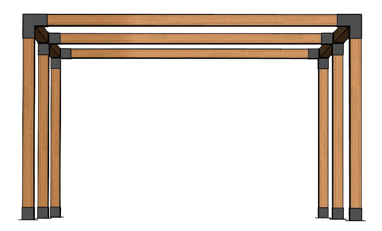 Pergola Support Bracket/ 4-Arm for 6 x 6 Posts---QUAD